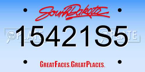 15421S5 South Dakota License Plate