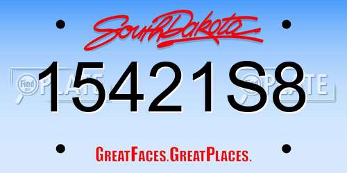 15421S8 South Dakota License Plate