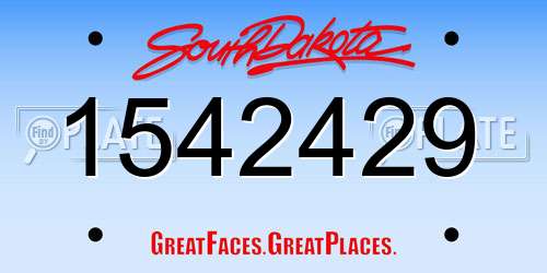 1542429 South Dakota License Plate