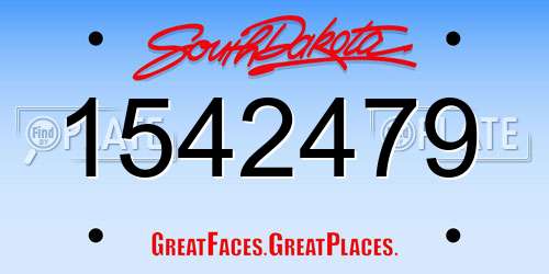 1542479 South Dakota License Plate