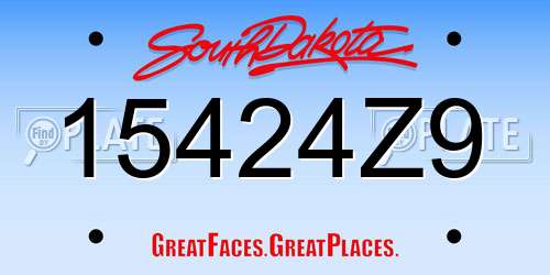 15424Z9 South Dakota License Plate