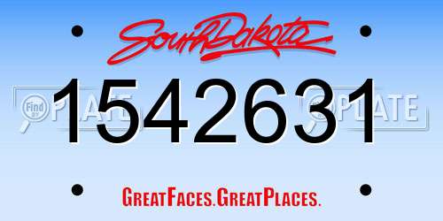 1542631 South Dakota License Plate