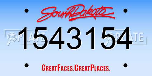 1543154 South Dakota License Plate