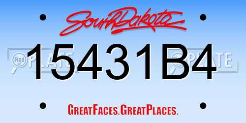 15431B4 South Dakota License Plate