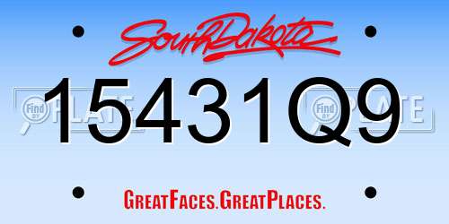 15431Q9 South Dakota License Plate