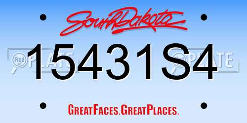 15431S4 South Dakota License Plate