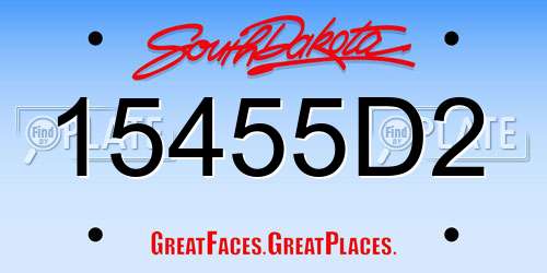 15455D2 South Dakota License Plate