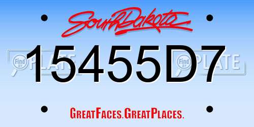 15455D7 South Dakota License Plate