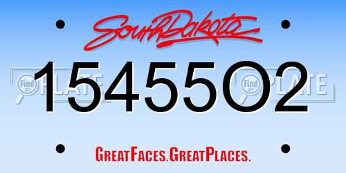 15455O2 South Dakota License Plate