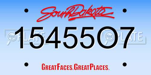 15455O7 South Dakota License Plate