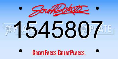 1545807 South Dakota License Plate