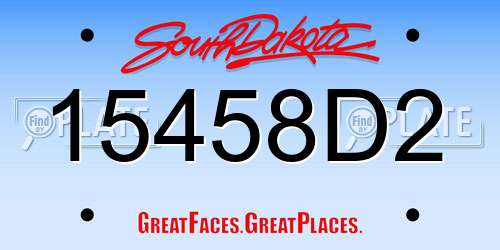 15458D2 South Dakota License Plate