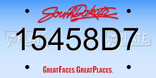 15458D7 South Dakota License Plate