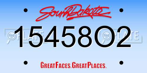 15458O2 South Dakota License Plate