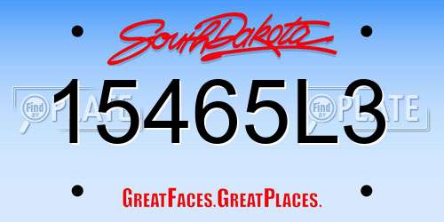 15465L3 South Dakota License Plate