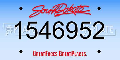1546952 South Dakota License Plate