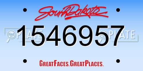 1546957 South Dakota License Plate