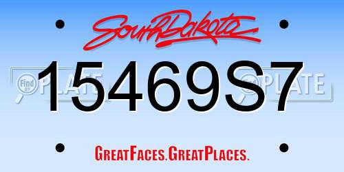 15469S7 South Dakota License Plate