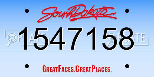 1547158 South Dakota License Plate
