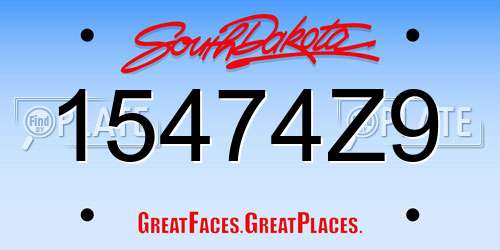 15474Z9 South Dakota License Plate