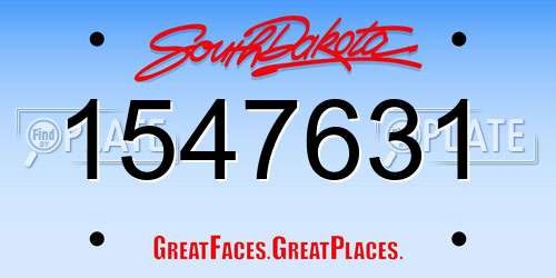 1547631 South Dakota License Plate
