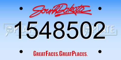 1548502 South Dakota License Plate