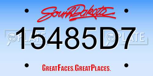 15485D7 South Dakota License Plate