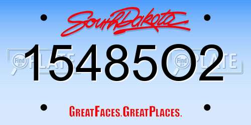 15485O2 South Dakota License Plate