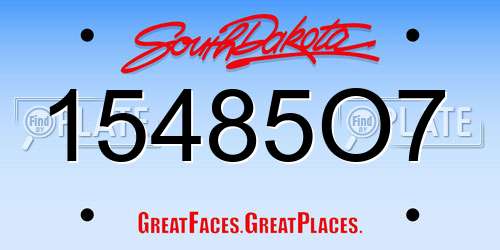 15485O7 South Dakota License Plate
