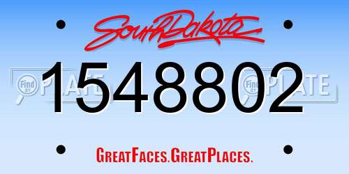 1548802 South Dakota License Plate