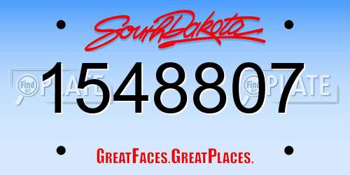 1548807 South Dakota License Plate