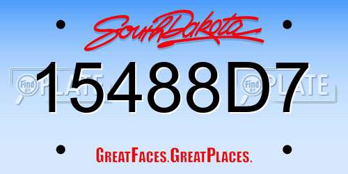 15488D7 South Dakota License Plate