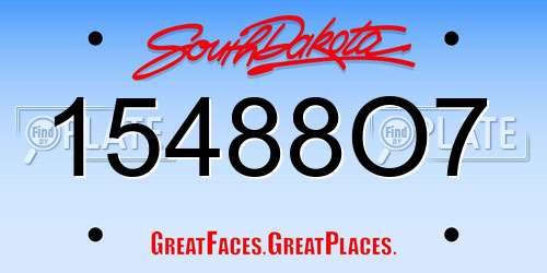 15488O7 South Dakota License Plate