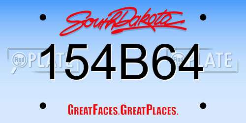 154B64 South Dakota License Plate