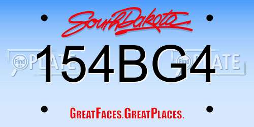 154BG4 South Dakota License Plate