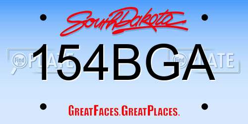 154BGA South Dakota License Plate