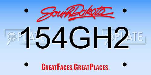 154GH2 South Dakota License Plate