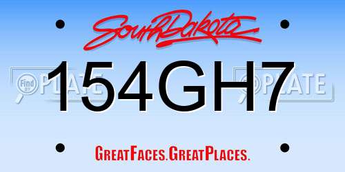 154GH7 South Dakota License Plate