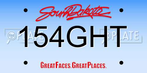 154GHT South Dakota License Plate