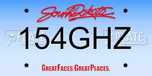 154GHZ South Dakota License Plate