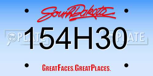 154H30 South Dakota License Plate