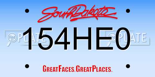 154HE0 South Dakota License Plate