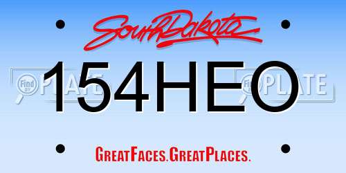 154HEO South Dakota License Plate