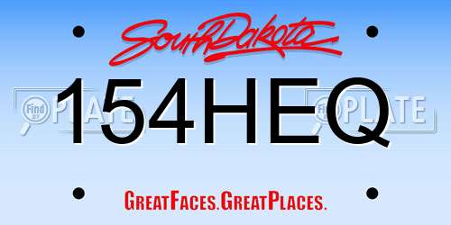 154HEQ South Dakota License Plate