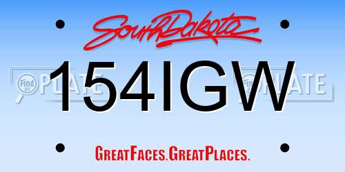 154IGW South Dakota License Plate