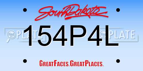 154P4L South Dakota License Plate
