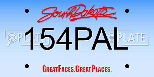 154PAL South Dakota License Plate