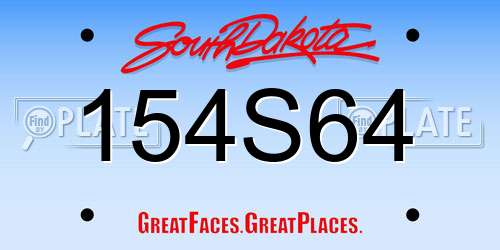 154S64 South Dakota License Plate