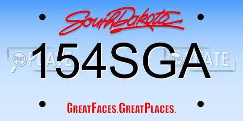 154SGA South Dakota License Plate