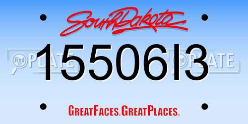 15506I3 South Dakota License Plate